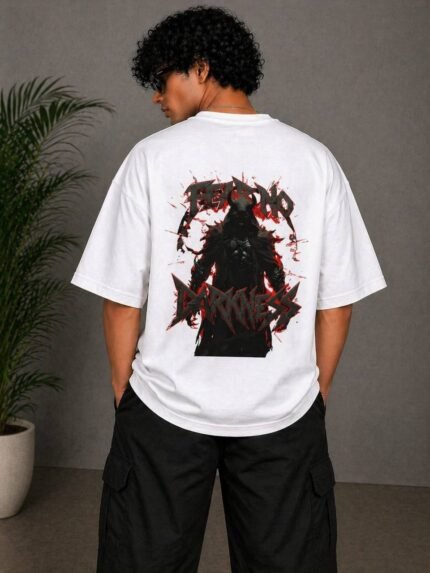 Billu Wala Dark Samurai Graphic Oversized T-Shirt - White